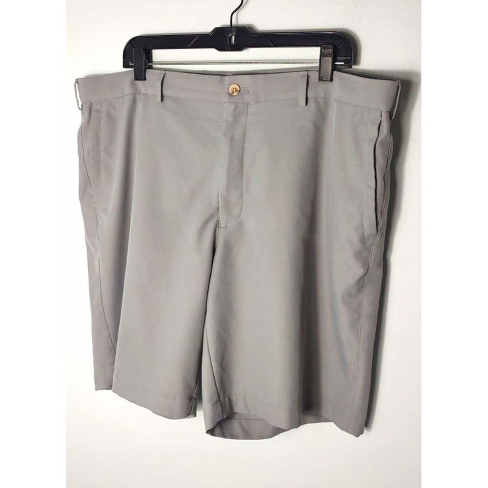 Peter Millar size 40 Gray Solid Chino Shorts Flat Front Zip Slash Pockets Casual
